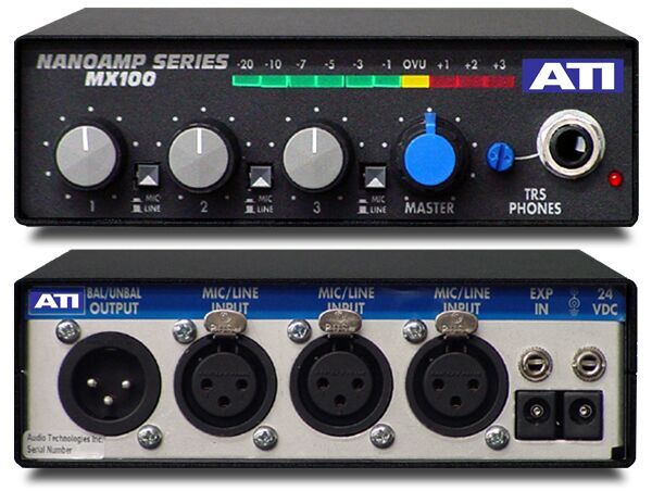 ATI   MX100  3通道麦克风线混频器