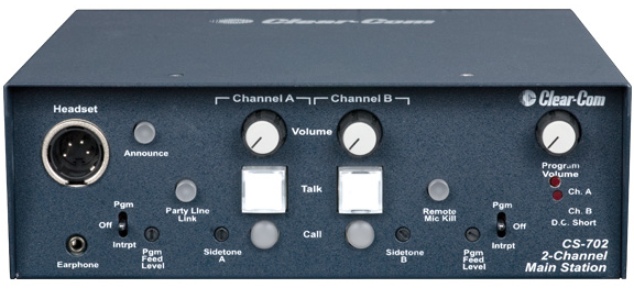 Clear-Com  CS-702 双通道便携式耳机主站