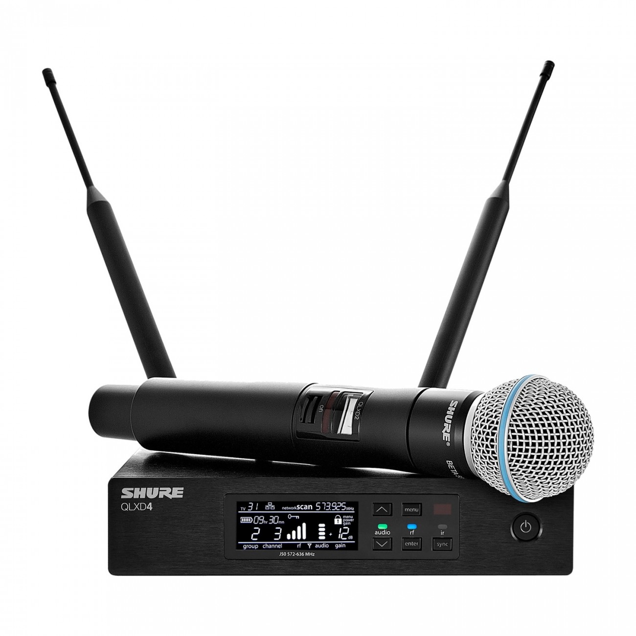 舒尔SHURE QLXD24/BETA58A 一拖一数字无线手持话筒（超心形）