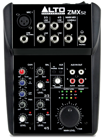 欧图 ALTO Zephyr Series ZMX52 5路小型调音台