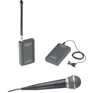 铁三角 Audio-Technica ATR288W VHF TwinMic 无线系统的电池供电接收器和发射器
