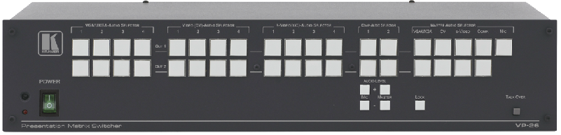 克莱默 Kramer VP-26 14路输入多格式演示矩阵切换器带平衡立体声音频