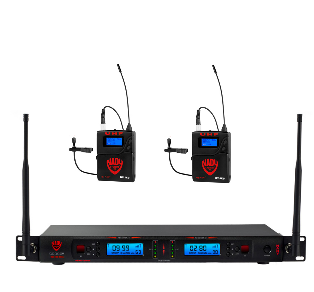 NADY 2W-1KU LT/O 双通道真分集无线领夹系统（全向微型领夹话筒）