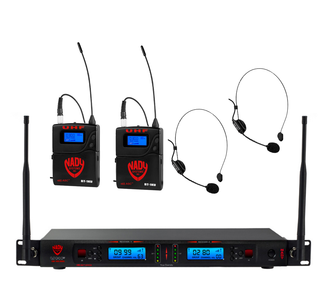 NADY 2W-1KU HM-10 双通道真分集无线头戴系统（全向微型头戴话筒）